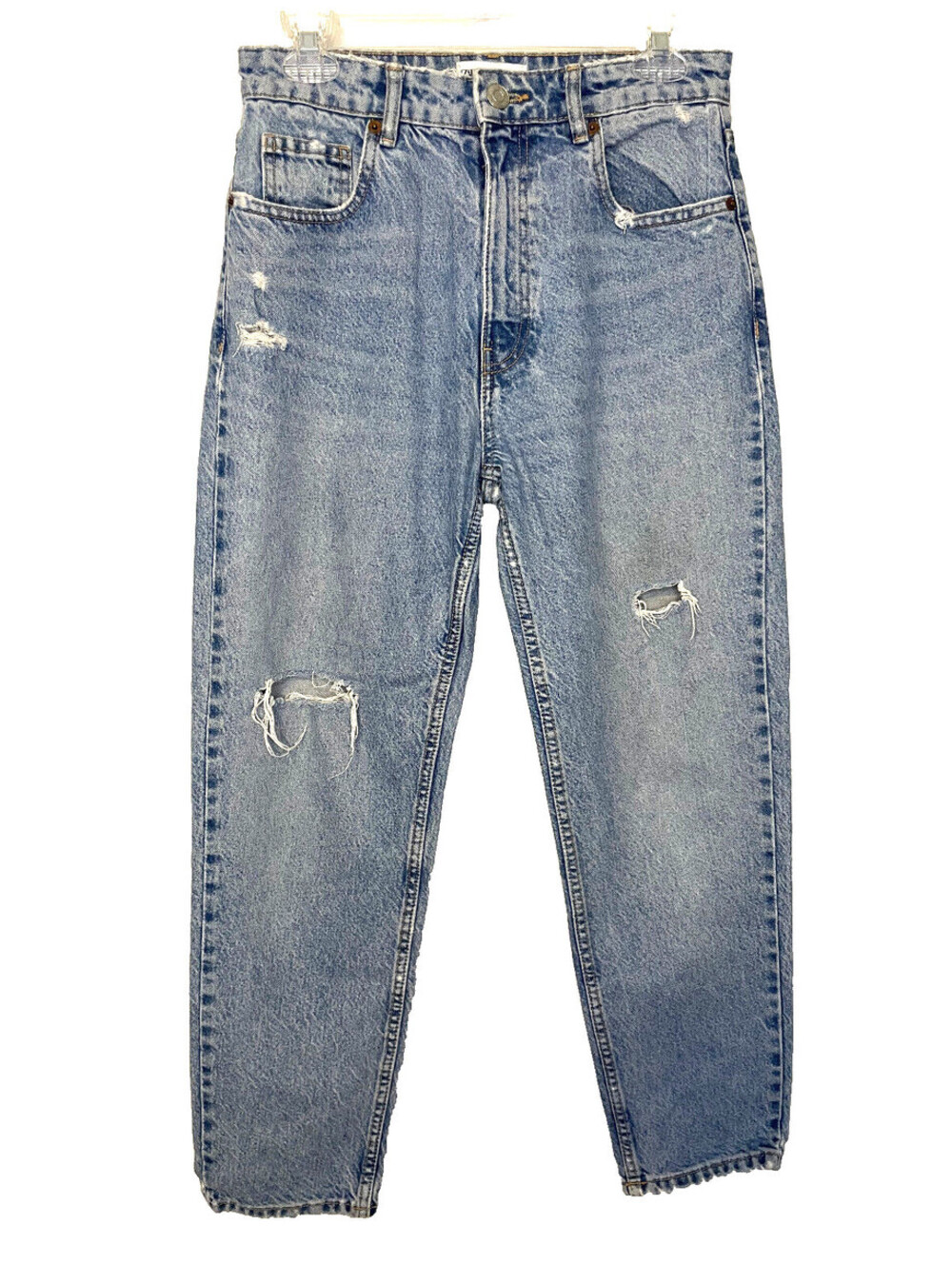 Zara high rise distressed straight leg jeans size 6